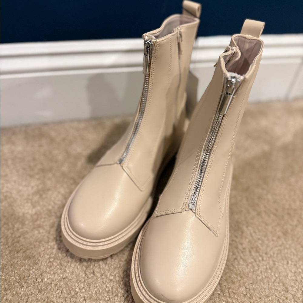 Zara Cream Kids Boots with Zipper